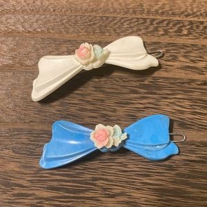 Vintage Bow Hair Barrette, set of two